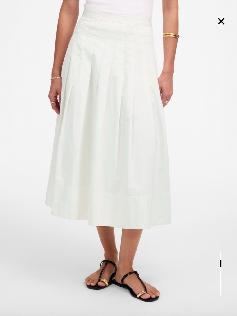 Madewell Soft White Midi Pleated Skirt